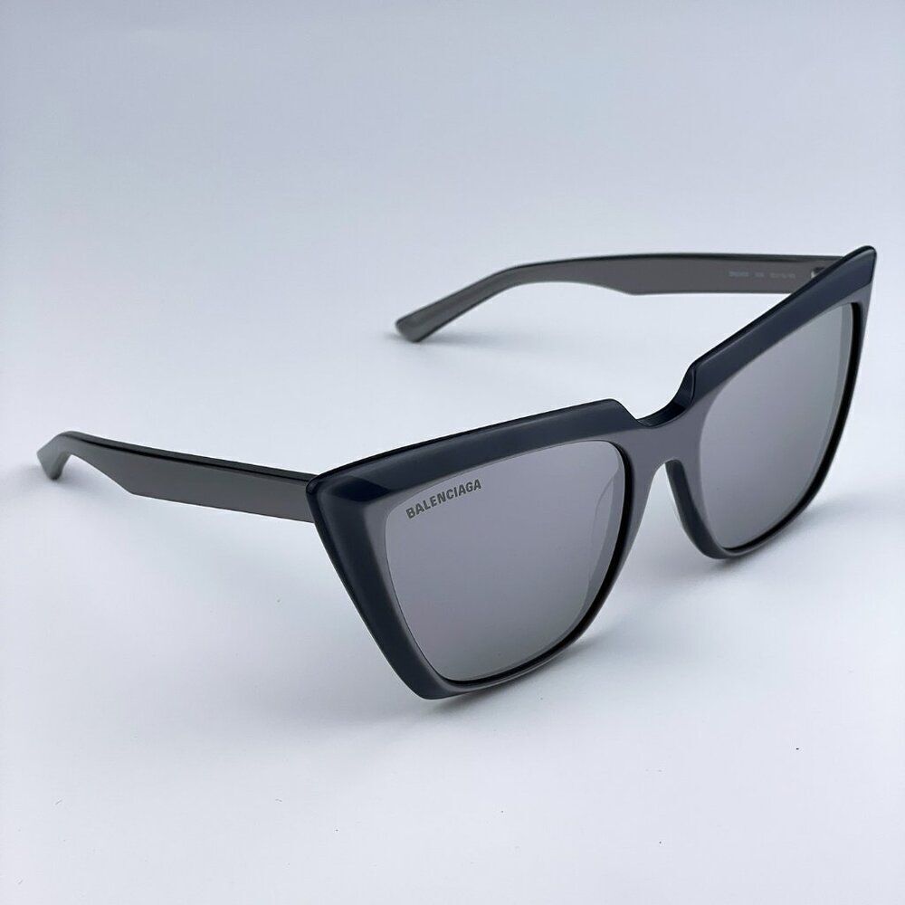 SALE! NEW Balenciaga BB0046S 006 Silver Mirrored Square Cat Eye Women Sunglasses - Picture 7 of 11